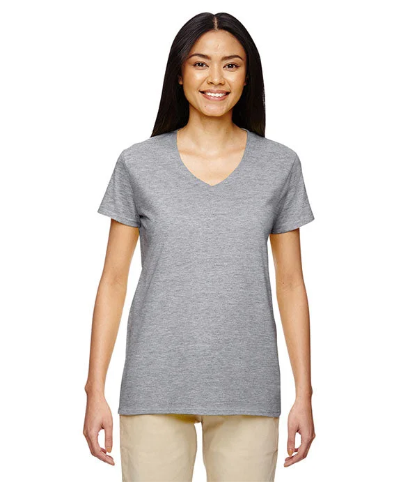 G500VL - Gildan Ladies Heavy Cotton 5.3 oz. V-Neck T-Shirt | Sport Gray