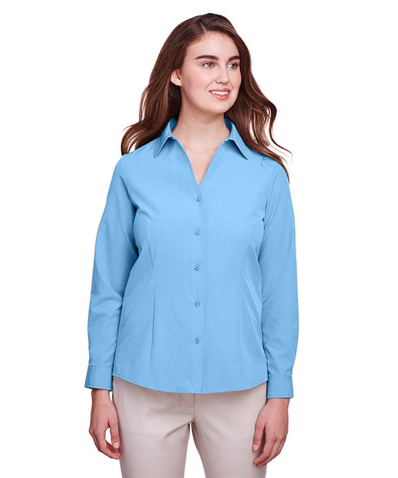 UC500W - UltraClub Ladies Bradley Performance Woven Shirt | Columbia Blue