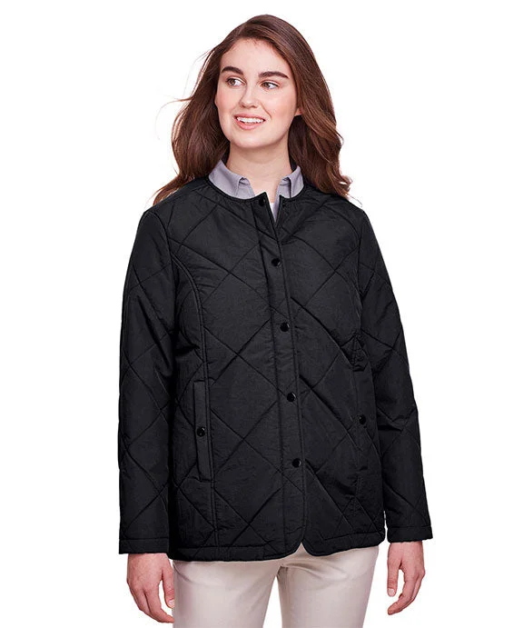 UC708W - UltraClub Ladies Dawson Quilted Hacking Jacket | Black