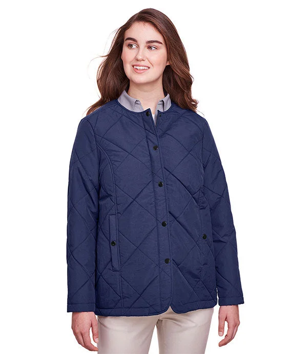 UC708W - UltraClub Ladies Dawson Quilted Hacking Jacket | Navy