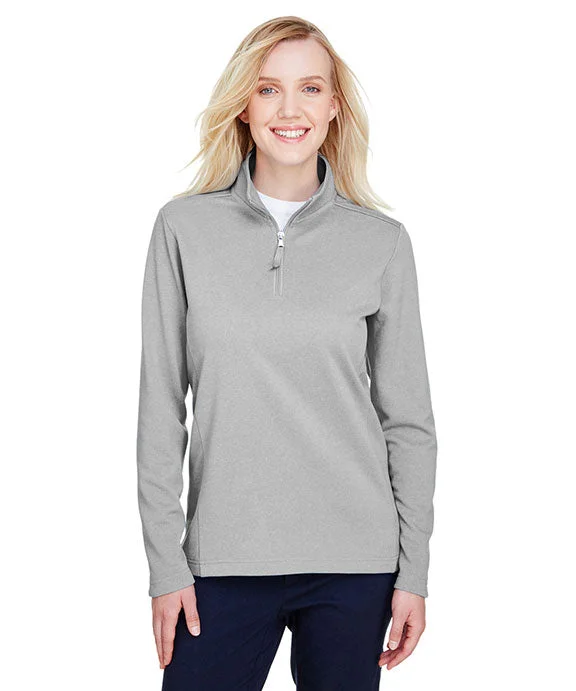 UC792W - UltraClub Ladies Coastal Pique Fleece Quarter-Zip | Silver Heather