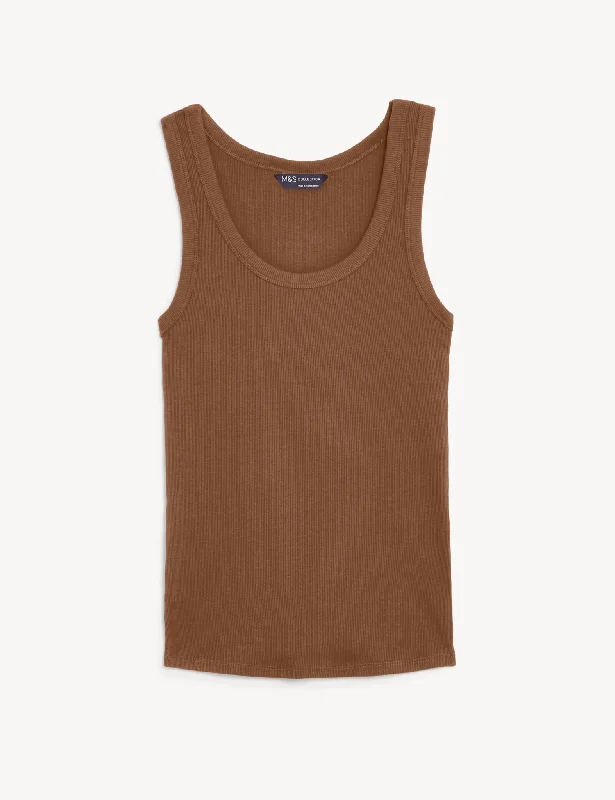 Cotton Rich Ribbed Slim Fit Vest Top