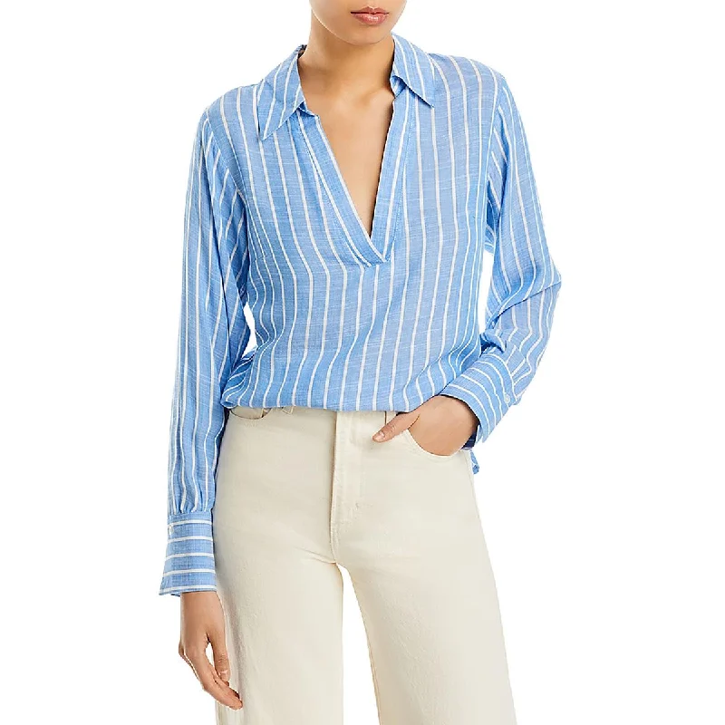 Aqua Womens Cotton V-Neck Blouse