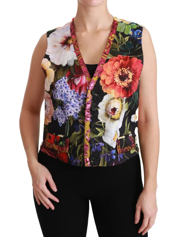 Dolce & Gabbana Multicolor Brocade Floral Sleeveless Women's Vest