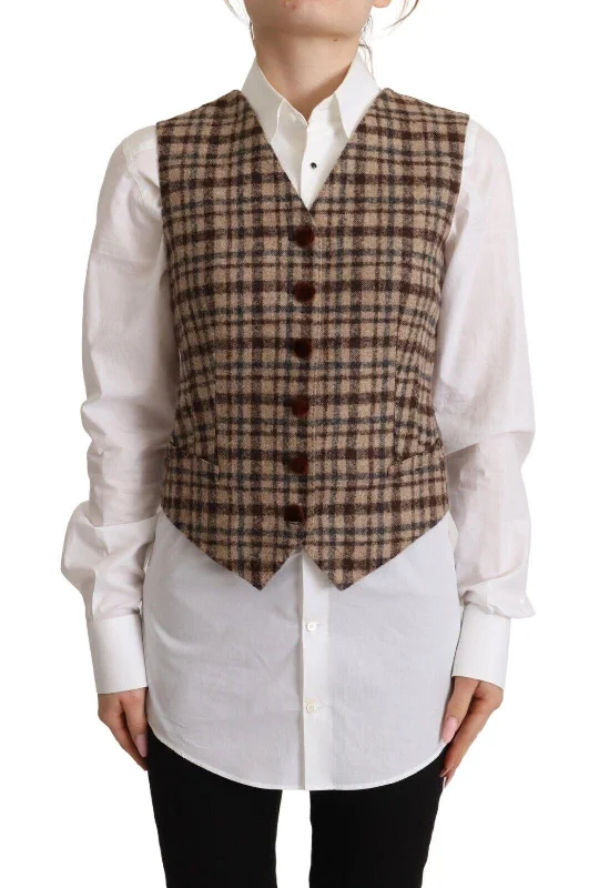 Dolce & Gabbana  Brown Plaid Wool Vest