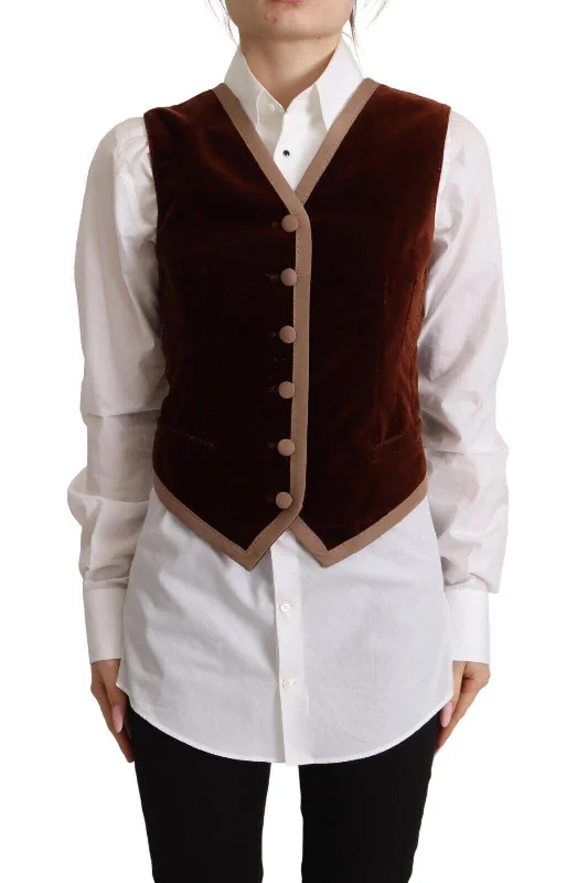 Dolce & Gabbana  Women's Brown Velvet Vest