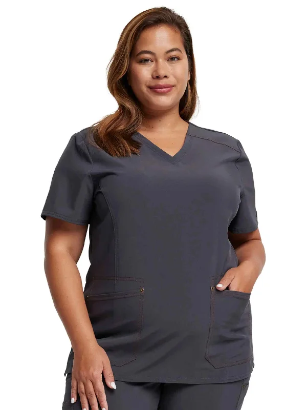 Dickies Riveting Women's V-neck Scrub Top | Pewter