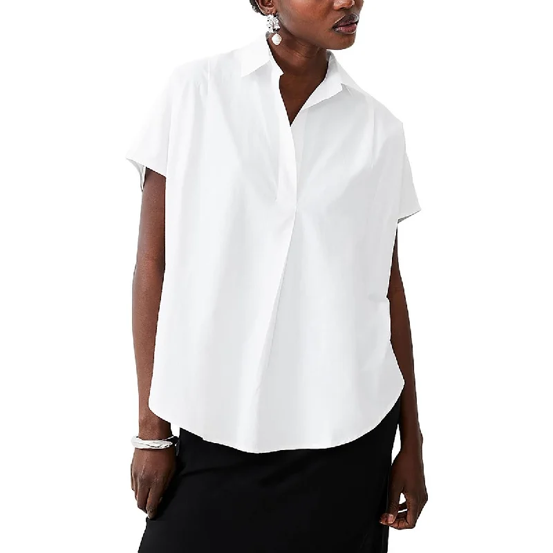 French Connection Womens V-Neck Collared Blouse