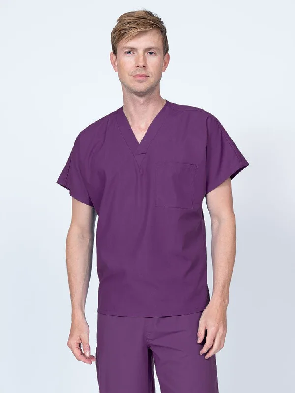 Luv Scrubs Unisex Single Pocket V-Neck Scrub Top | Eggplant