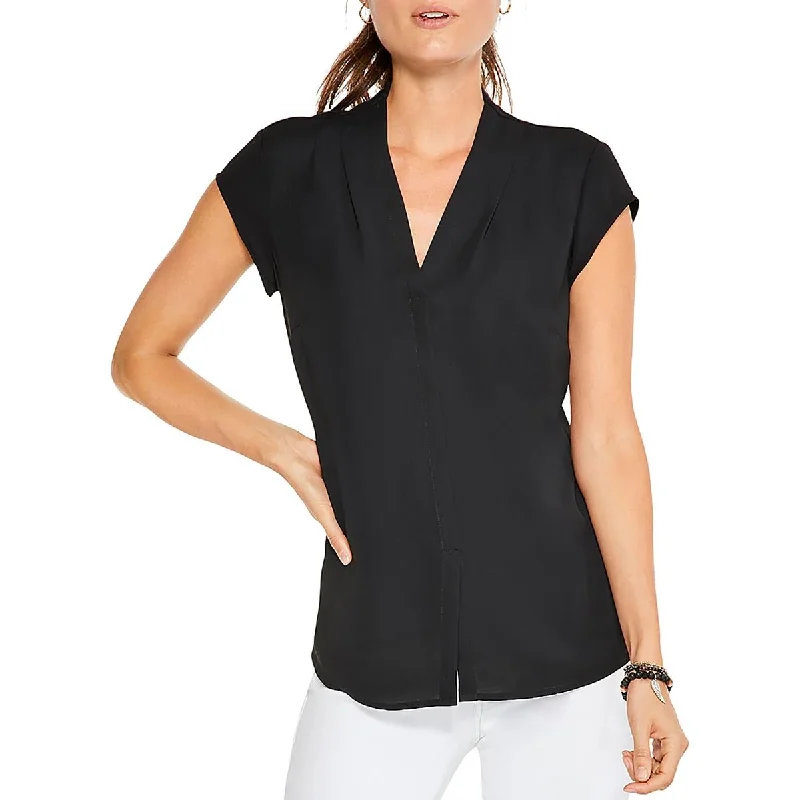 Nic + Zoe Womens V Neck Cap Sleeve Blouse