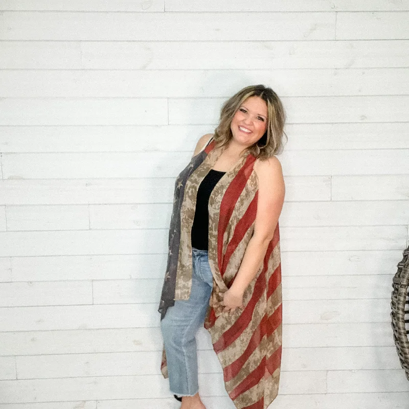 Vintage Flag Vest Cover Up Vest (One Size)