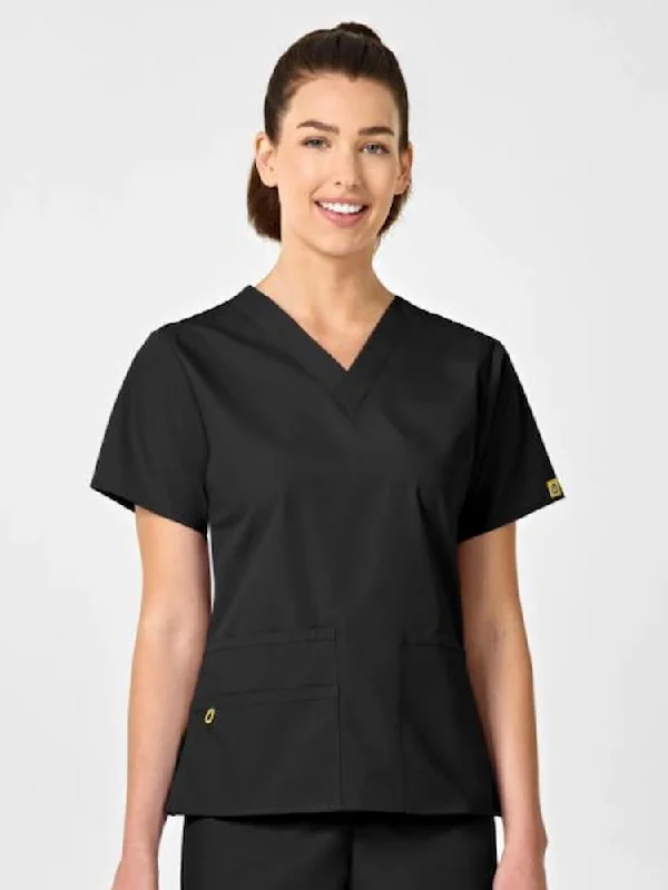 WonderWink Origins Women's Bravo V-Neck Scrub Top | Black