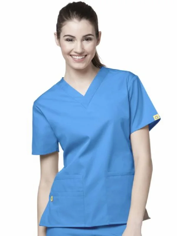 WonderWink Origins Women's Bravo V-Neck Scrub Top | Malibu Blue