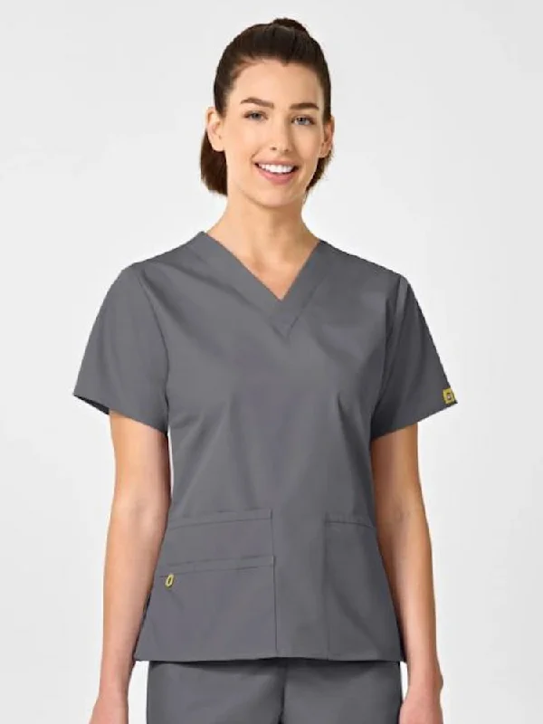 WonderWink Origins Women's Bravo V-Neck Scrub Top | Pewter