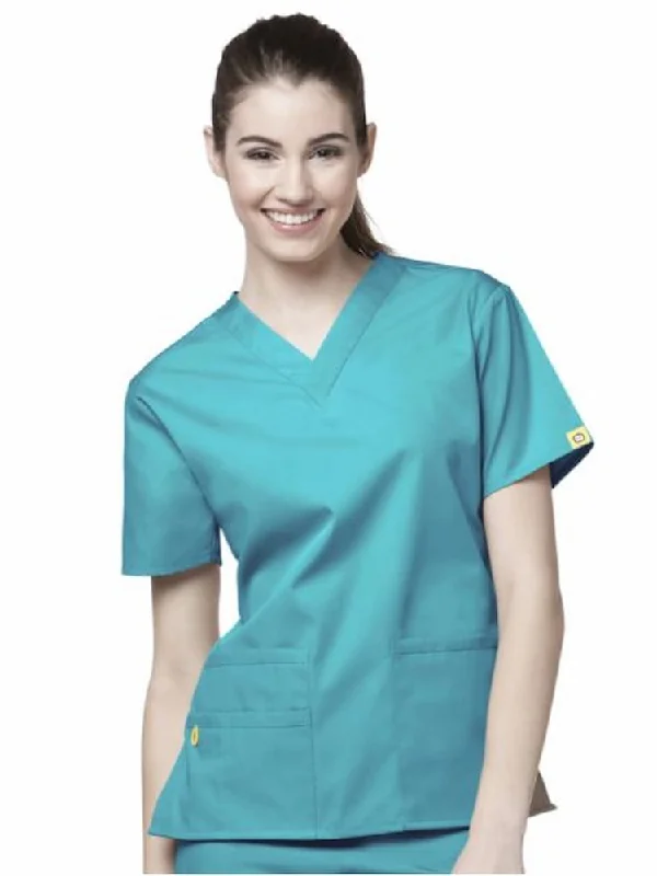 WonderWink Origins Women's Bravo V-Neck Scrub Top | Real Teal