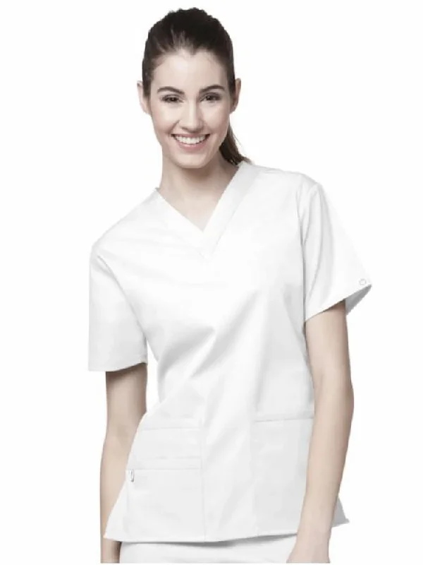 WonderWink Origins Women's Bravo V-Neck Scrub Top | White