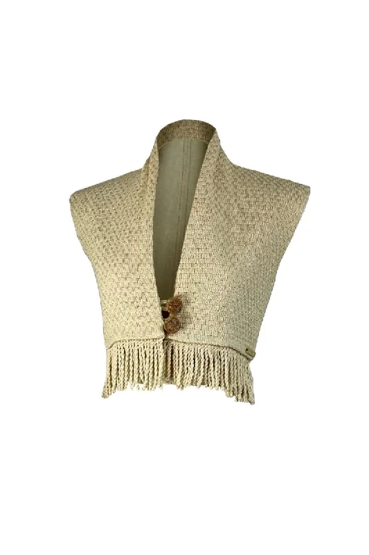 RAMONA CROPPED VEST WITH CROCHET FRINGES